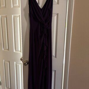 Ralph Lauren long dress plum sleeveless ruched elegant and stretchy